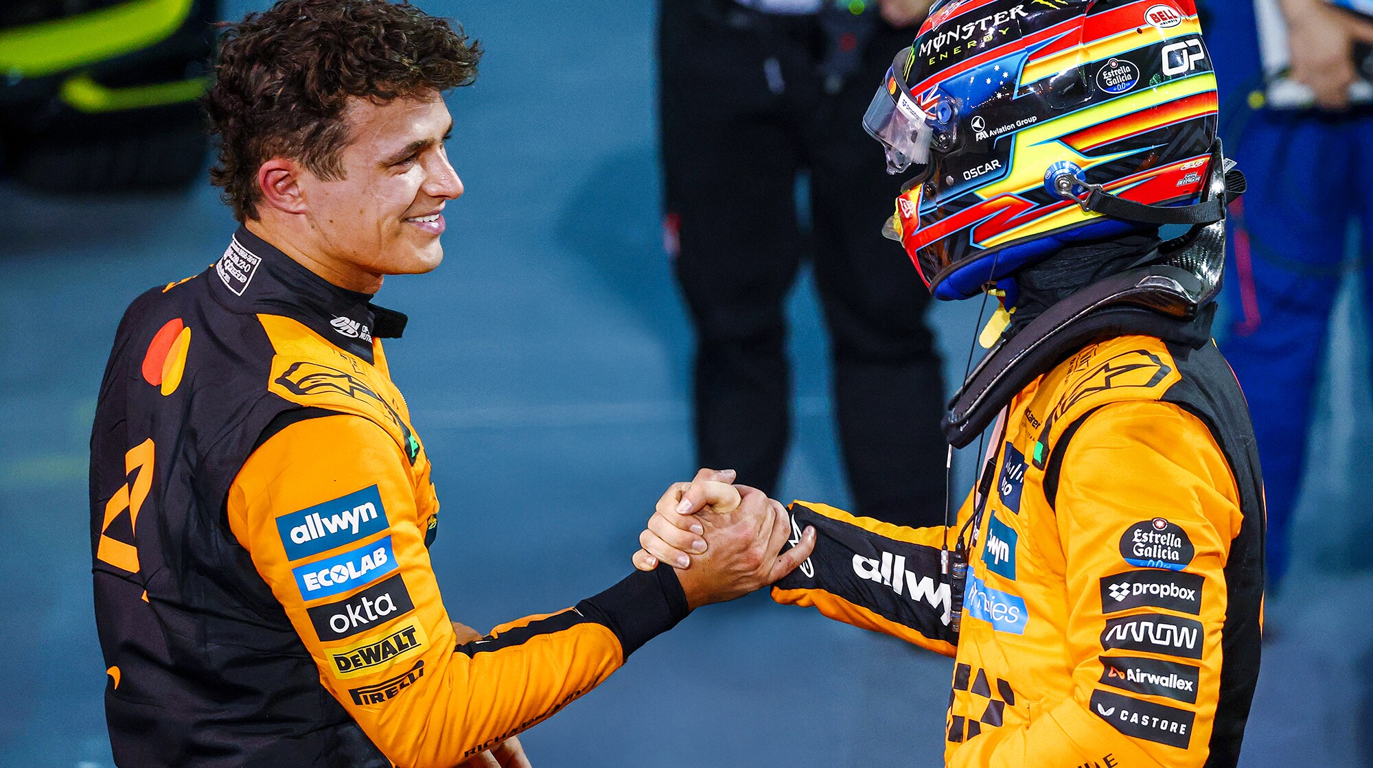 McLaren drivers shaking hands