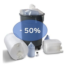 Garbage pin with emty plastic bottles and canisters