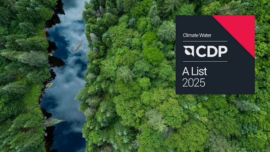 CDP A List 2025 logo overlayed onto photo of water and greenery